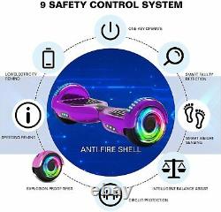 Hoverboard Purple 6.5 Inch Electric Scooters Bluetooth Segway LED Balance Board