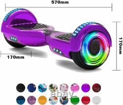 Hoverboard Purple 6.5 Inch Electric Scooters Bluetooth Segway LED Balance Board