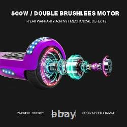 Hoverboard Purple 6.5 Inch Electric Scooters Bluetooth Segway LED Balance Board