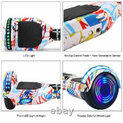 Hoverboard White Graffiti Electric Scooters Bluetooth 2 Wheels LED Balance Board