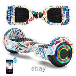 Hoverboard White Graffiti Electric Scooters Bluetooth Segway LED Balance Board