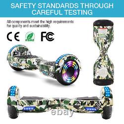 Hoverboards For Kids 6.5 Green Camouflage Self-Balancing Scooters Bluetooth LED