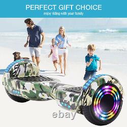Hoverboards For Kids 6.5 Green Camouflage Self-Balancing Scooters Bluetooth LED
