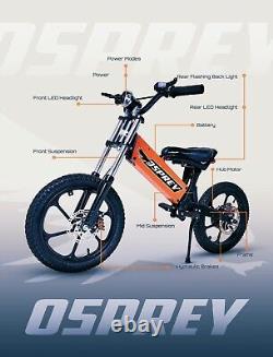 OSPREY 16 Inch Electric Kids Balance Bike 36V Lithium Battery Power 2023