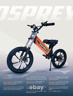 OSPREY 16 Inch Electric Kids Balance Bike 36V Lithium Battery Power 2023