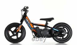 Orange Revvi 12 electric kids bike motorbike motorcycle 24v battery power
