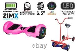 Pink 6.5 UL2272 Certified Hoverboard Swegway & LED Wheels + HoverBike Red