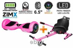 Pink 6.5 UL2272 Hoverboard Swegway with LED Wheels + Hoverkart HK4 Pink