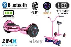 Pink Chrome 6.5 UL2272 Hoverboard with Bluetooth & LED Wheels + Hoverbike