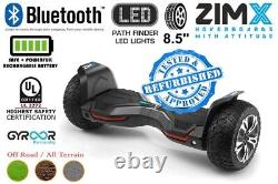 REFURBISHED Black ZIMX G2 PRO 8.5 All Terrain Hoverboard UL2272 Certified