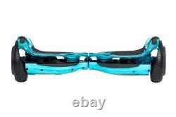 Turquoise Chrome 6.5 UL2272 Hoverboard with Bluetooth & LED Wheels + Hoverbike