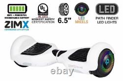 White 6.5 Hoverboard/Swegway with LED Wheels UL2272 Certified