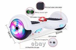 White 6.5 Hoverboard/Swegway with LED Wheels UL2272 Certified