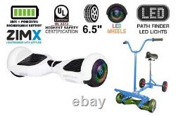 White 6.5 UL2272 Certified Hoverboard Swegway & LED Wheels + HoverBike Blue