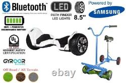 White G2 PRO 8.5 All Terrain Off Road Hoverboard UL2272 + HoverBike Blue