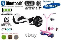White G2 PRO 8.5 All Terrain Off Road Hoverboard UL2272 + HoverBike Pink