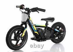 Yellow Revvi 12 electric kids bike motorbike motorcycle 24v battery power